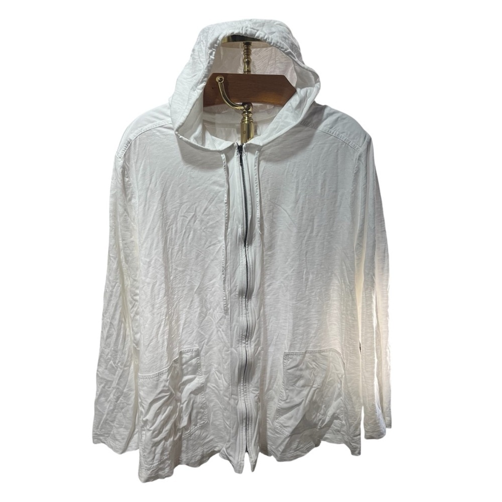 J. Jill White Cotton Lightweight Hooded Sweater 3X